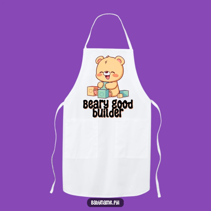 Funny Baby Bear Apron, Giggling Cub Blocks Fun for Kitchen