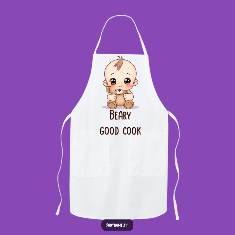 Funny Curious Baby Teddy Bear Apron: Cook with Adorable Charm