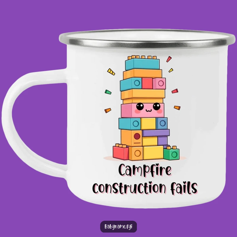 Funny Confused Blocks Enamel Mug - Rugged Self-Building Camp Mug, Unique Gift
