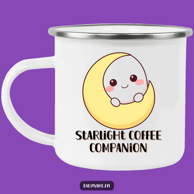 Funny Smiling Moon Camping Mug - Outdoor Celestial Night Gift