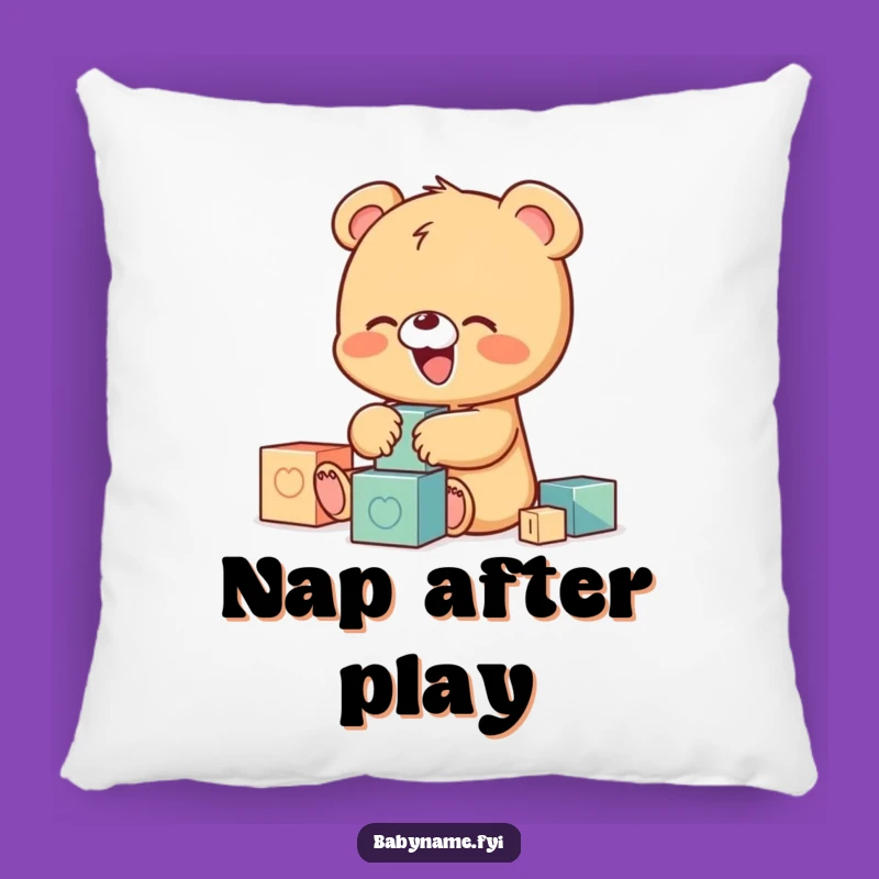 Funny Baby Bear Pillow, Giggling Cub Blocks Cushion for Cozy Fun