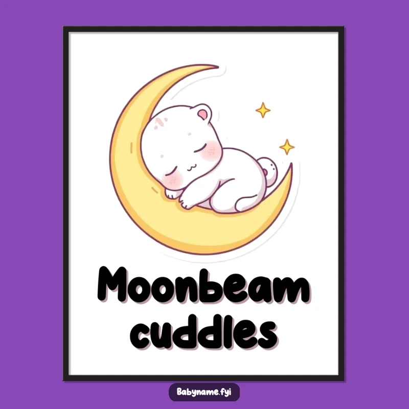 Funny Sleepy Animal Digital Art, Moon Dream Print for Calm Decor