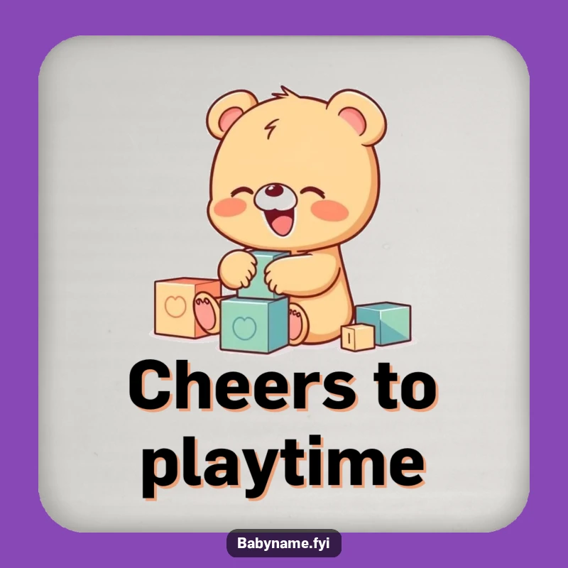 Funny Baby Bear Coaster, Giggling Cub Blocks Protector