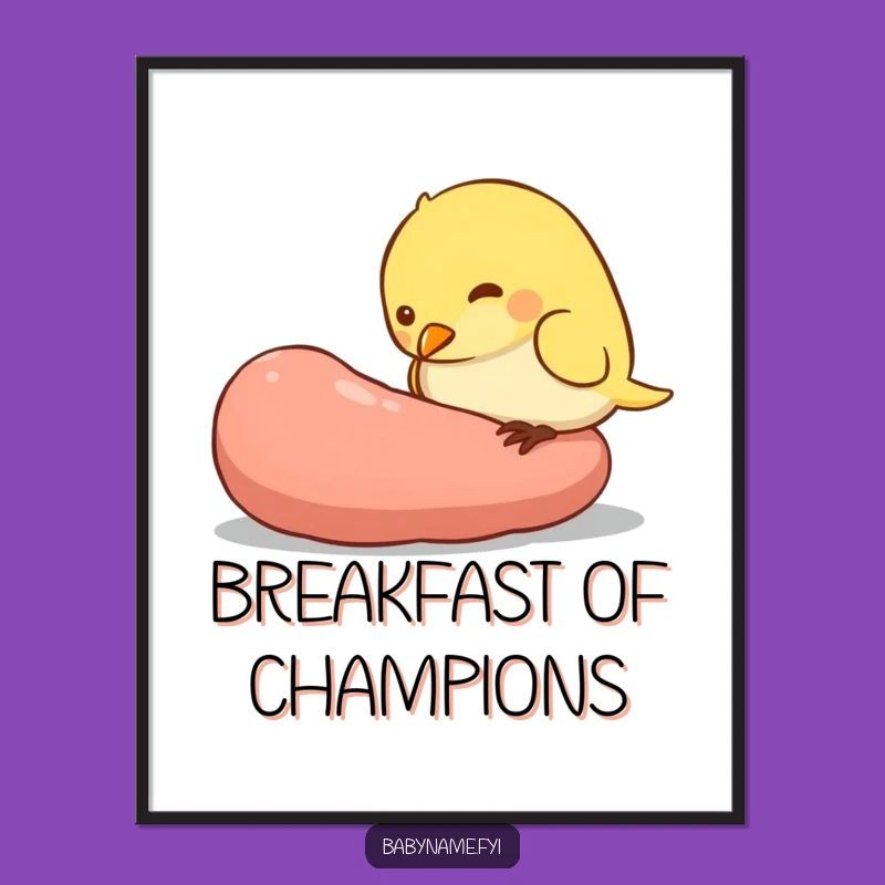 Funny Baby Bird Art Poster, Giant Worm Pecking Scene for Walls