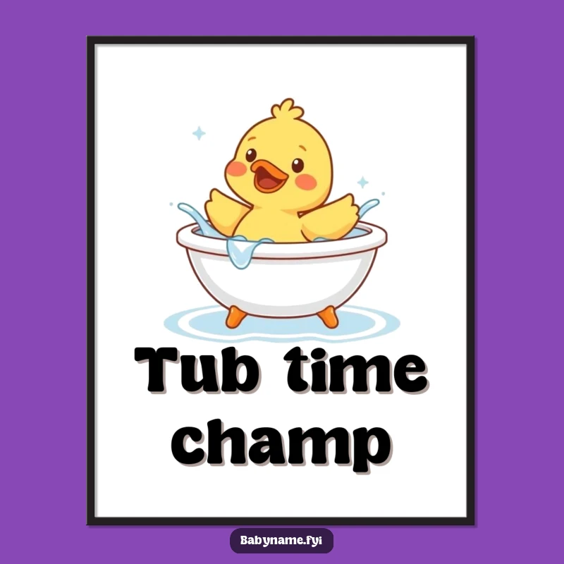 Funny Rubber Duck Bathtime Poster - Whimsical Splash Art Print Gift