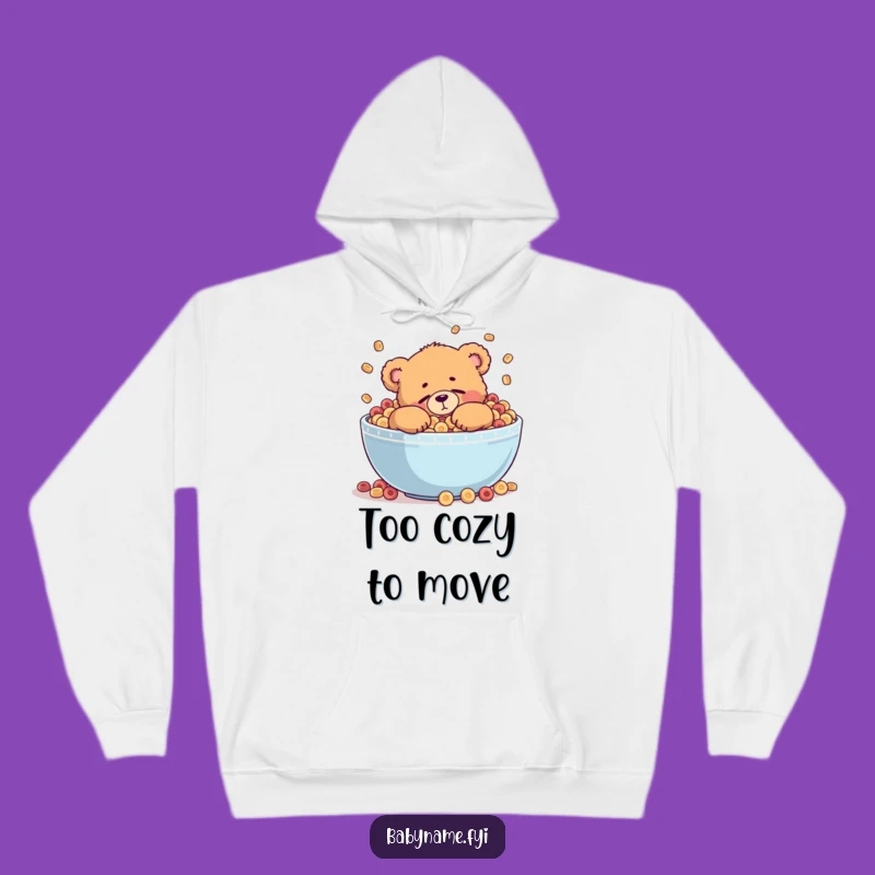 Funny Cereal Bear Hoodie: Cozy Comfort with Teddy Bear Napping in Cereal Bowl, Gift