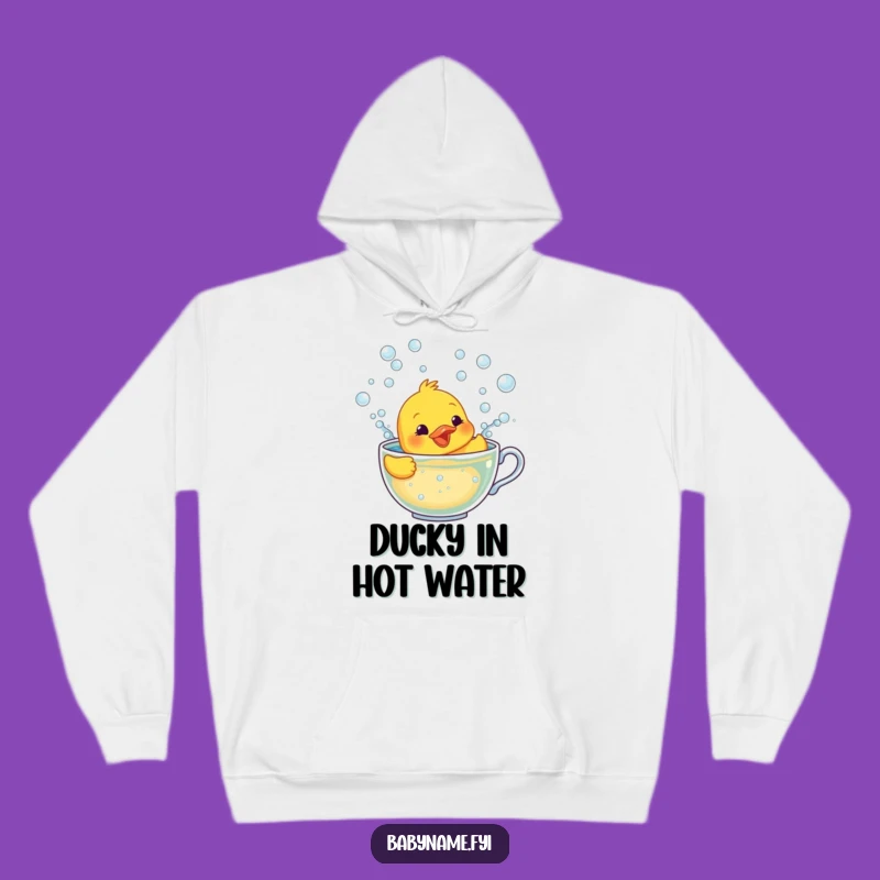 Funny Rubber Ducky Hoodie: Cozy Comfort with Frantic Duck in Teacup, Great Gift