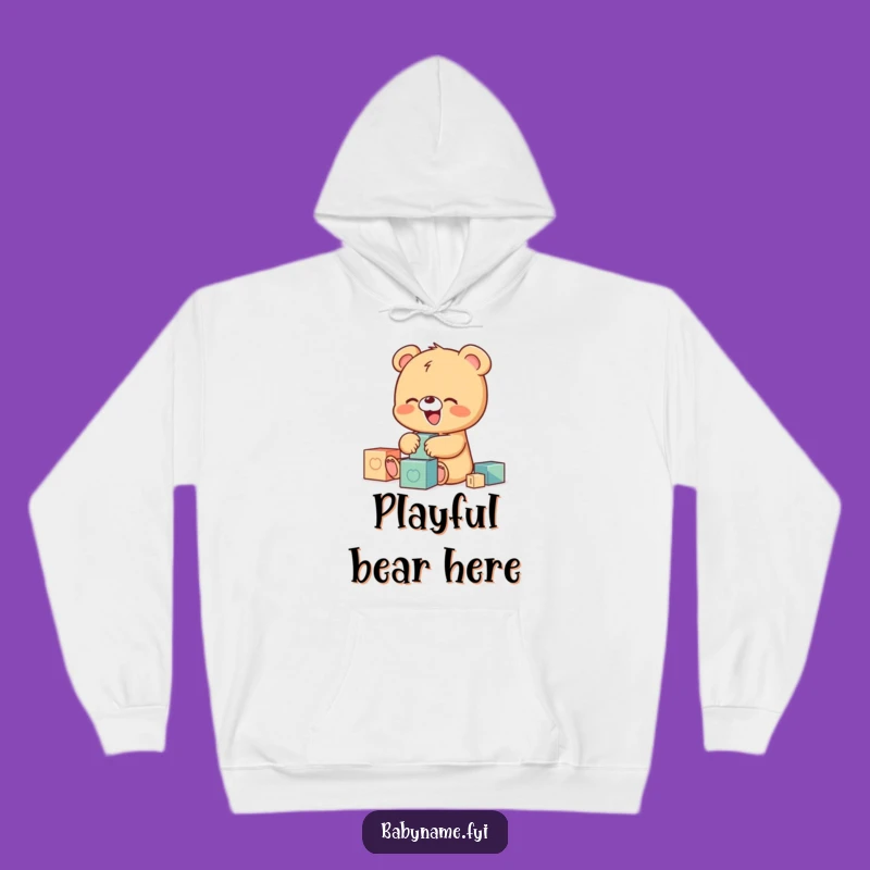 Cozy Funny Baby Bear Hoodie, Giggling Cub Blocks Design for Warmth