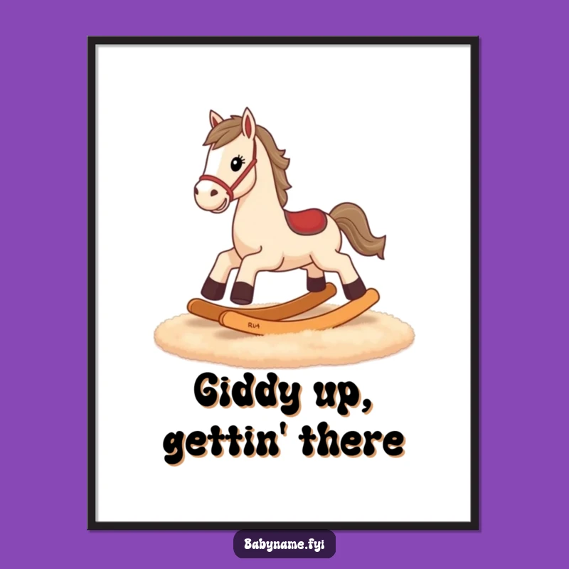 Free Printable Wall Art: Galloping Rocking Horse, Funny Downloadable Decor Gift