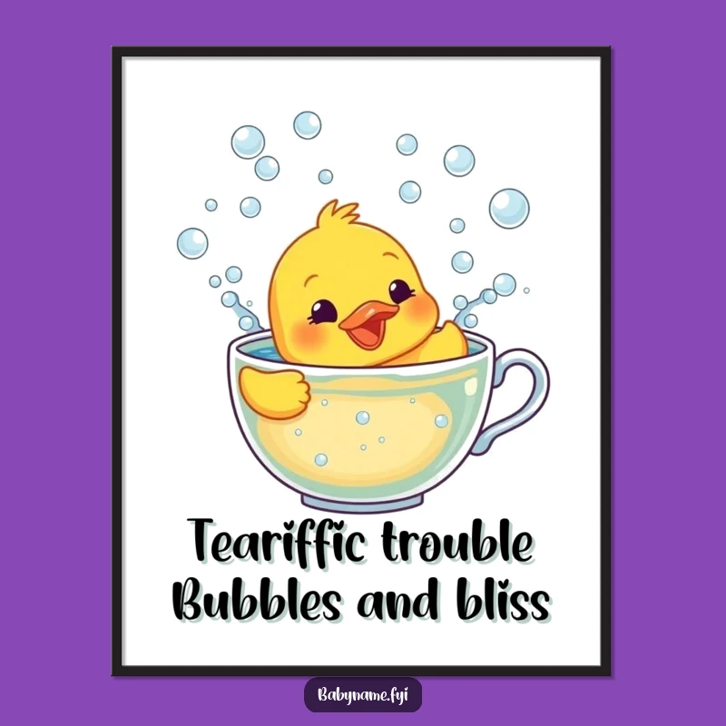 Funny Free Printable Wall Art: Rubber Ducky in Teacup, Whimsical Decor, Download