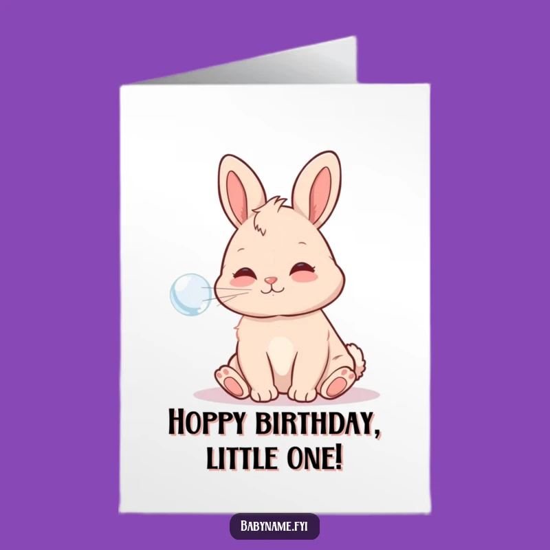 Free Printable Birthday Card: Playful Bunny Bubble, Downloadable Sweet Surprise Gift
