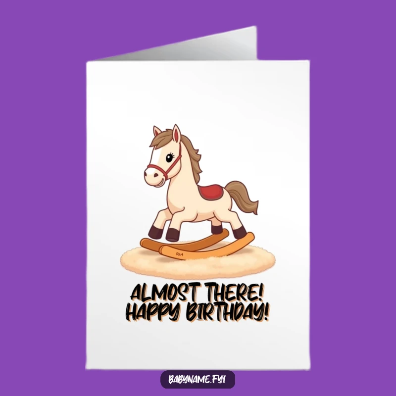 Free Printable Funny Birthday Card: Galloping Rocking Horse, Hilarious Downloadable Gift