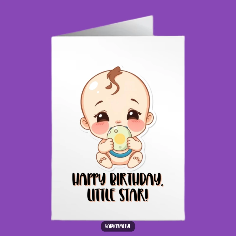 Free Printable Birthday Card: Giggling Baby with Pacifier Hilarious Downloadable Greeting