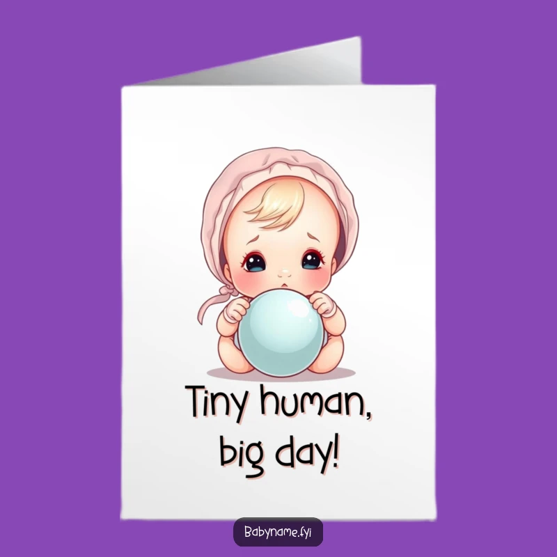 Free Printable Funny Baby Bonnet Card: Hilarious Baby Peek Downloadable Birthday Gift