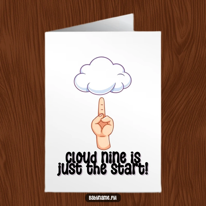 Funny Free Printable Congrats Card: A tiny hand reaching for a whimsical, fluffy cloud, signifying new beginnings and achievements.