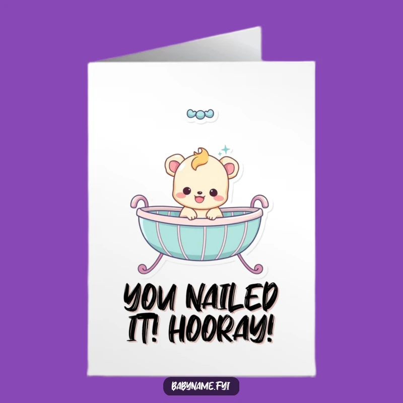 Free Printable Congratulations Card - Funny Baby Animal Bouncing Cradle Downloadable