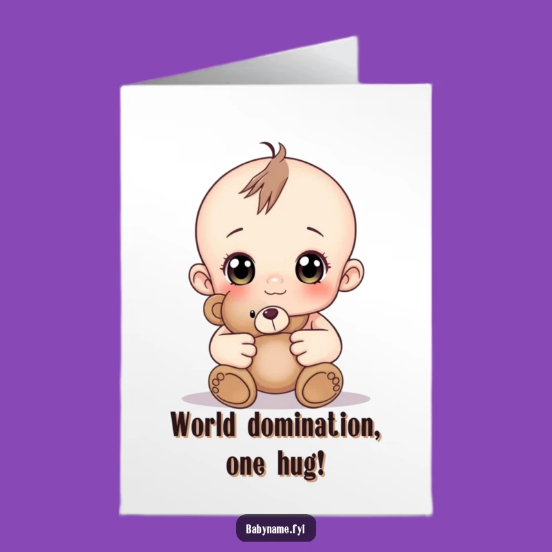 Free Printable Baby Teddy Card: Curious Eyes Congratulations Downloadable