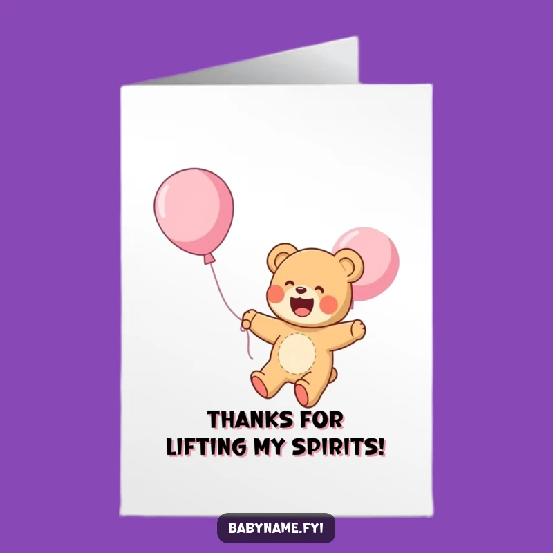 Free Printable Thank You Card: Floating Bear, Funny DIY Downloadable