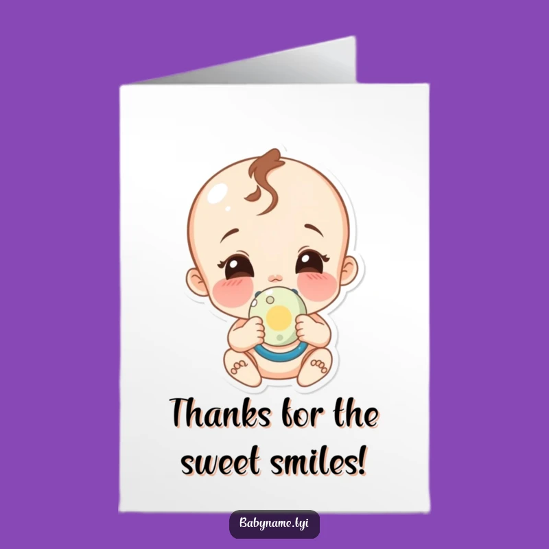 Free Printable Thank You Card: Giggling Baby Pacifier Hilarious Downloadable