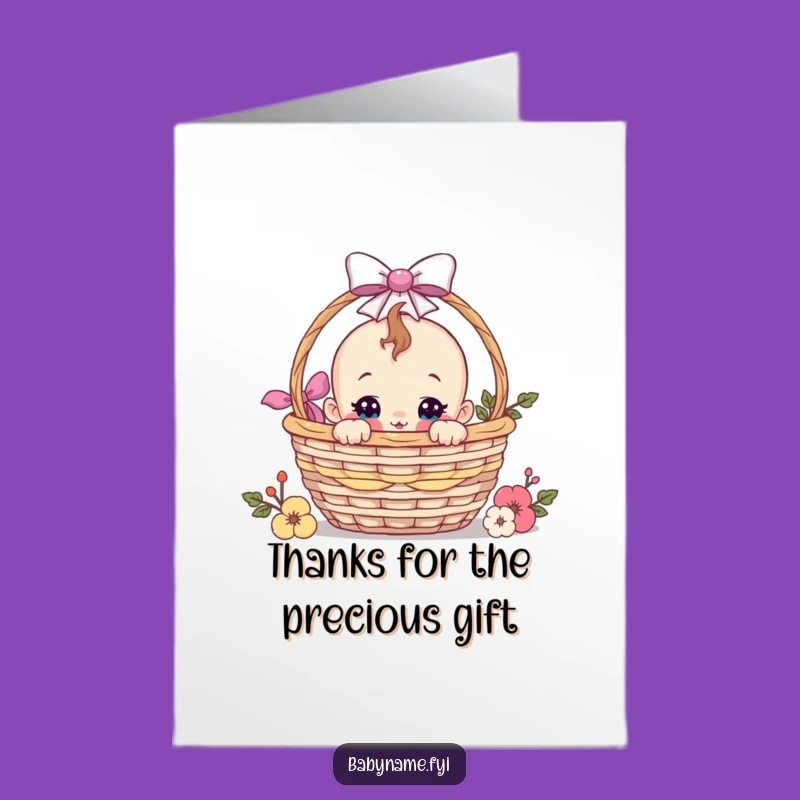 Free Printable Baby Basket Card: Funny Peek-a-Boo Thanks Downloadable Gift