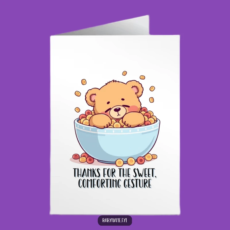 Free Printable Thank You Card: Bear in Cereal Bowl, Cozy Thanks, DIY Appreciation