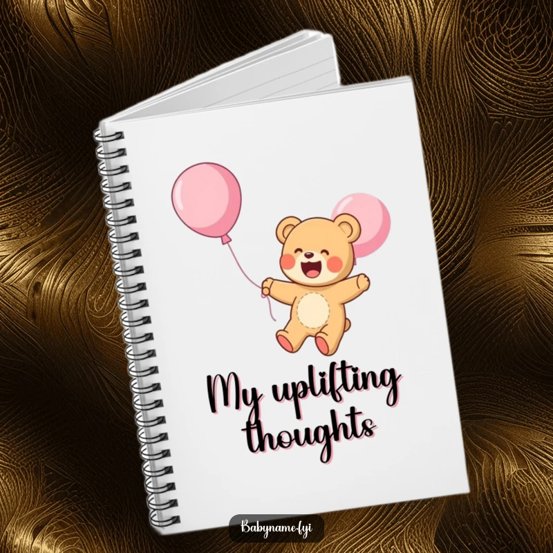 Funny Notebook: A giggling teddy bear floats upwards on a balloon, inspiring your notes, sketches, and carefree dreams within its pages.