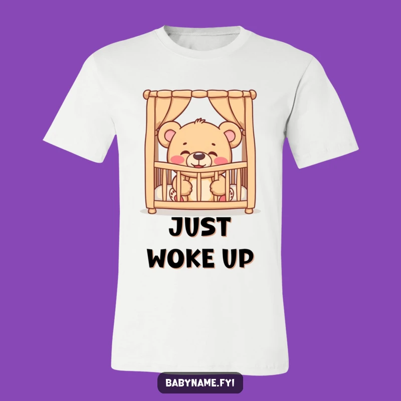 Funny Giggling Teddy Bear Crib T-Shirt - Comical Baby Shower Humor Gift