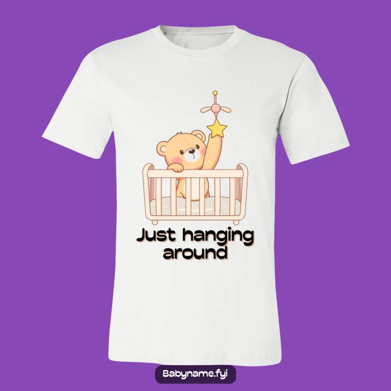 Funny Teddy Bear Crib Mobile T-Shirt - Cute & Humorous Baby Shower Tee