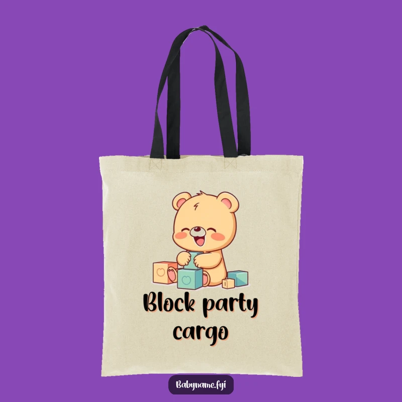 Funny Baby Bear Blocks Tote Bag, Giggling Cub Accessory for Fun