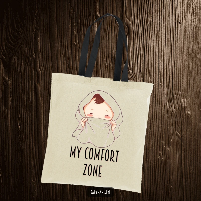 Funny baby blanket tote bag with tiny hands playfully tugging a soft blanket, symbolizing the delightful chaos of parenting.
